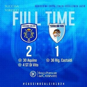 Il Cassino supera il Terracina 2-1 e vola agli ottavi di Coppa Italia