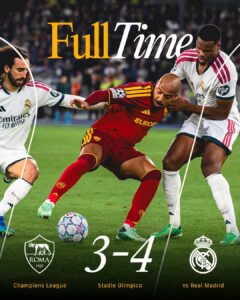 Roma, dal paradiso all’inferno in sette minuti: il Real di Mourinho vince 3-4 all’Olimpico con tre gol da corner